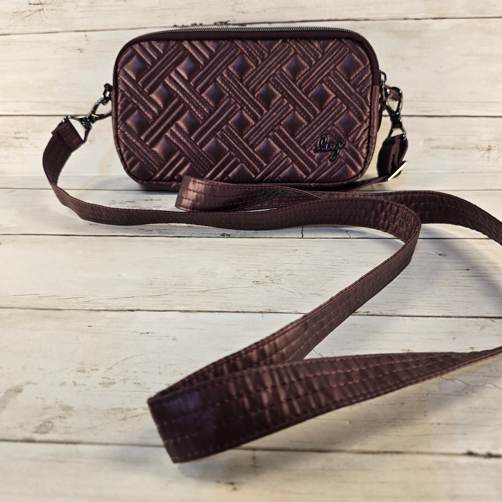 Lug Coupe XL Crossbody Bag Metallic Plum Purple Quilted Convertible Clutch